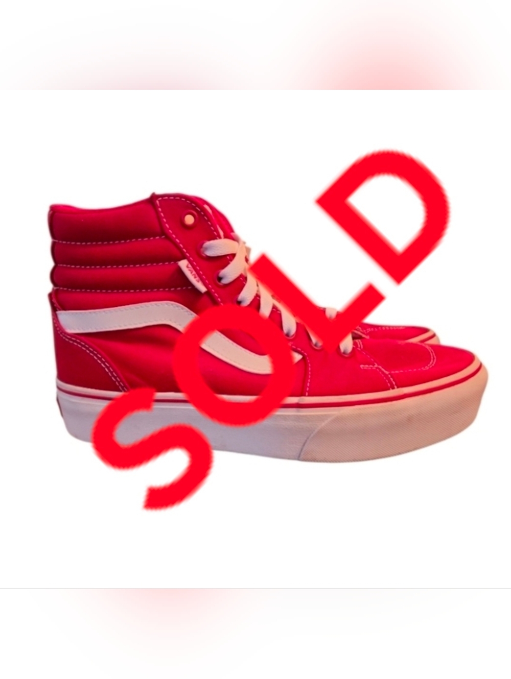 SOLD VANS Off the wall SK8-HI High Top Skateboard Red Canvas Shoes Women 8.5